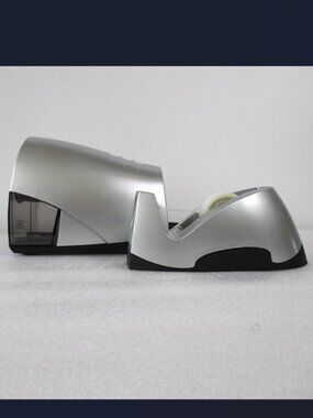 STAPLES ELECTRIC PENCIL SHARPENER + TAPE DISPENSER DESK SET